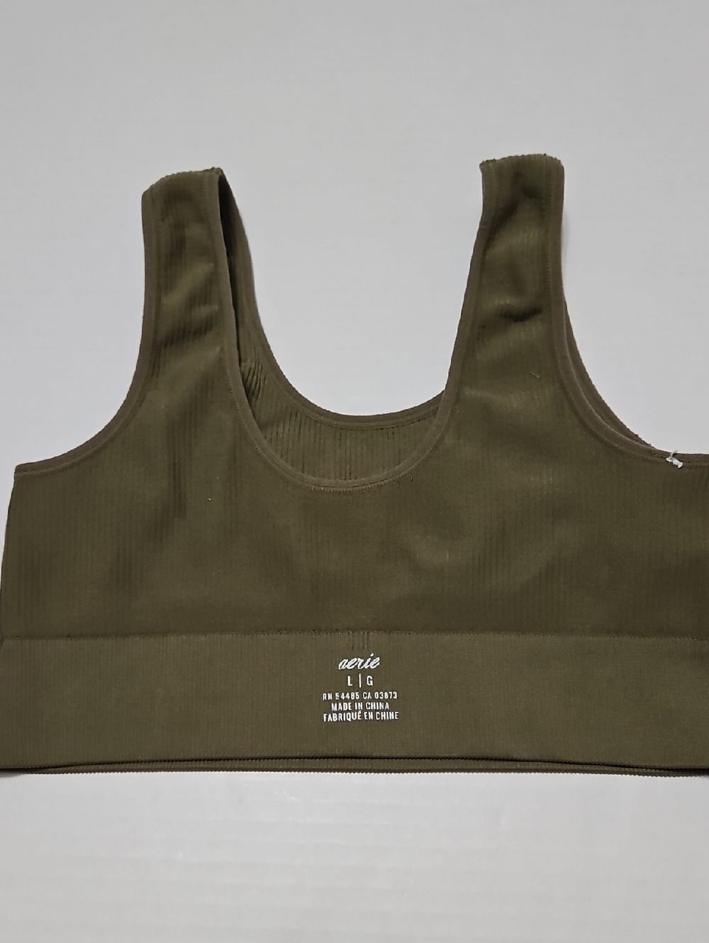 aerie Olive Ribbed Scoop Sports Bra Size L Junior - Picture 4 of 6
